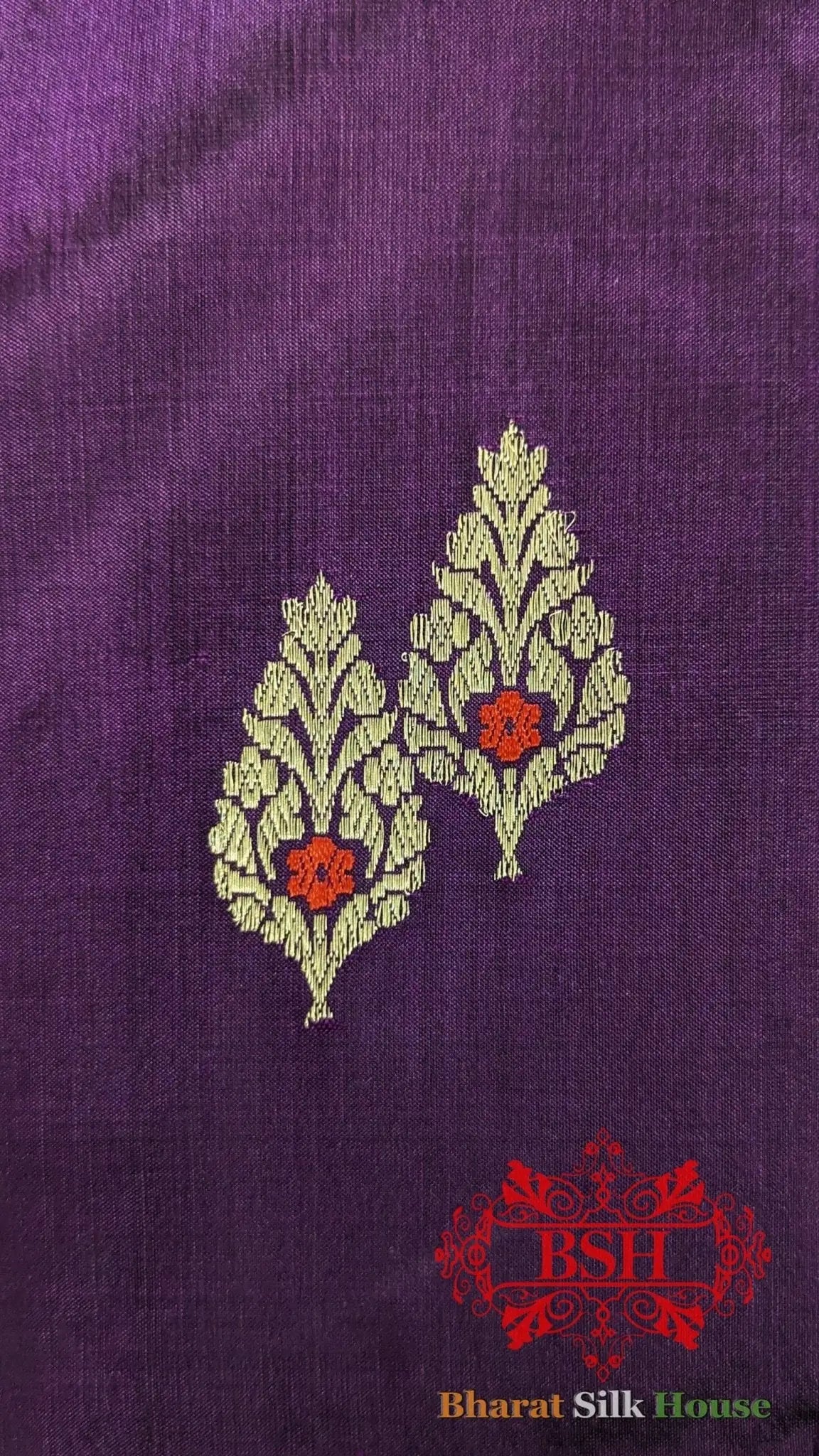 Pure Banarasi Handloom Katan Silk Meenakari Antique Zari Saree In Shades Of Violet - Bharat Silk House Pure Kataan Silk