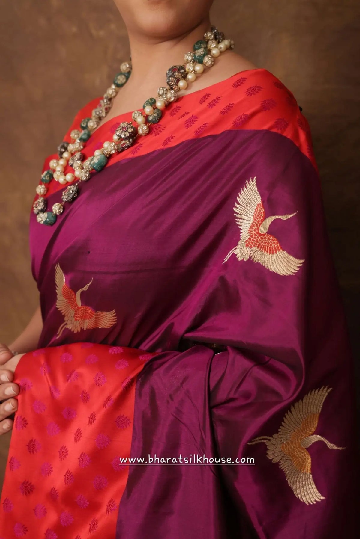 Pure Banarasi Handloom Katan Silk Meenakari Antique Zari Saree In Shades Of Violet - Bharat Silk House Pure Kataan Silk