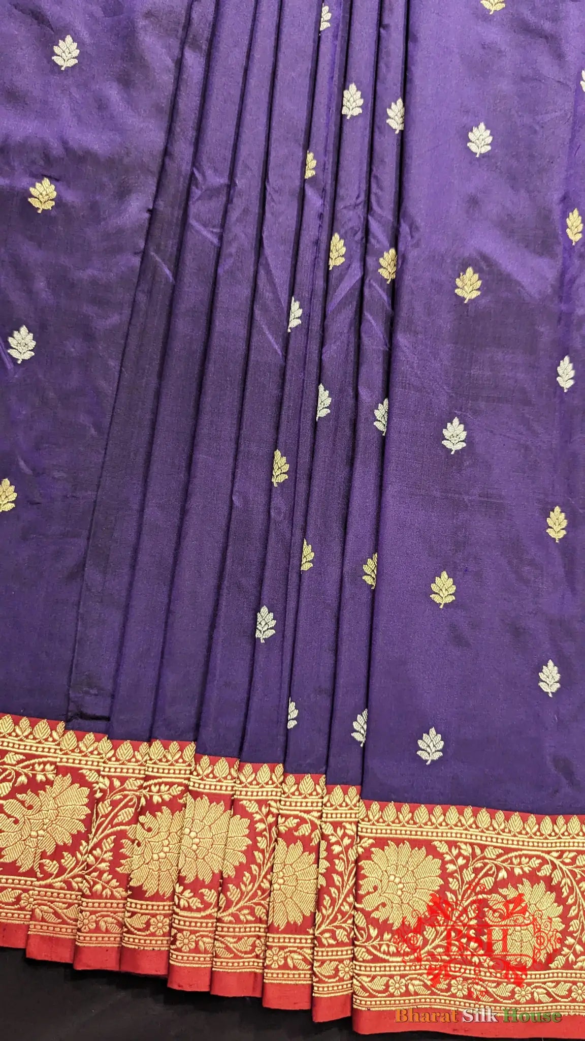 Pure Banarasi Handloom Katan Silk Meenakari Antique Zari Saree In Shades Of Violet - Bharat Silk House Pure Kataan Silk