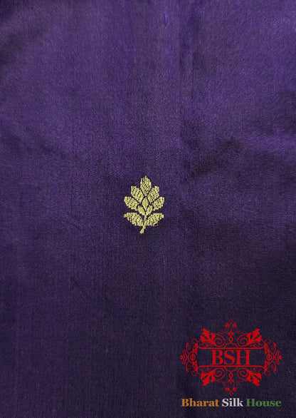 Pure Banarasi Handloom Katan Silk Meenakari Antique Zari Saree In Shades Of Violet - Bharat Silk House Pure Kataan Silk
