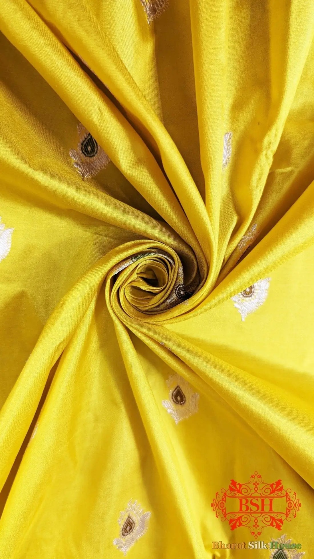 Pure Banarasi Handloom Katan Silk Meenakari Antique Zari Saree In Shades Of Yellow - Bharat Silk House Pure Kataan Silk