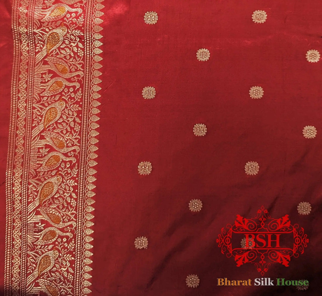 Pure Banarasi Handloom Katan Silk Meenakari Antique Zari Saree In Shades Of Yellow - Bharat Silk House Pure Kataan Silk