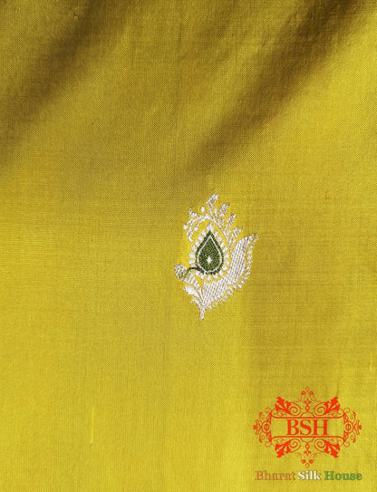 Pure Banarasi Handloom Katan Silk Meenakari Antique Zari Saree In Shades Of Yellow - Bharat Silk House Pure Kataan Silk