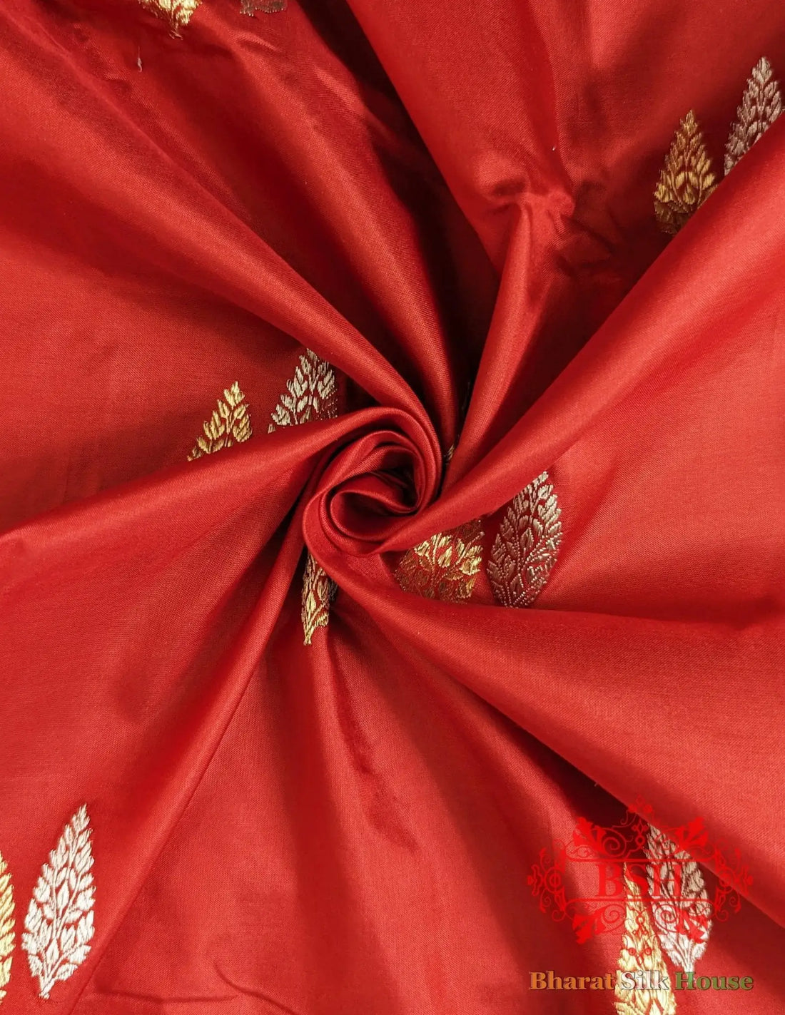 Pure Banarasi Handloom Katan Silk Meenkari Antique Zari Saree In Shades Of Red - Bharat Silk House Pure Kataan Silk
