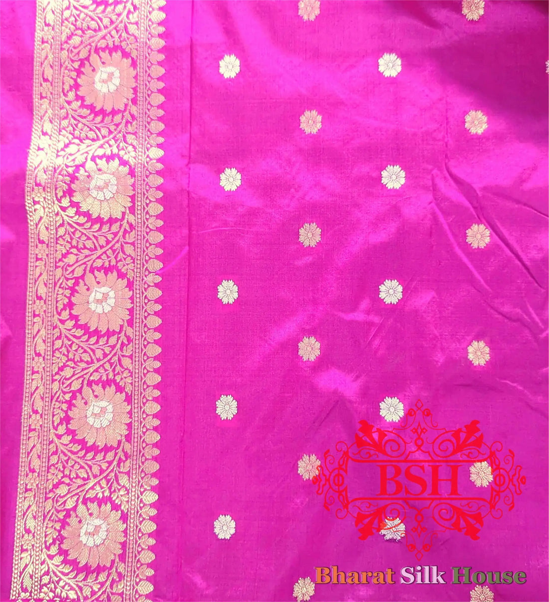 Pure Banarasi Handloom Silk Meenakari Antique Zari Saree In Shades Of Cross Green Color/Rani - Bharat Silk House Pure Kataan Silk