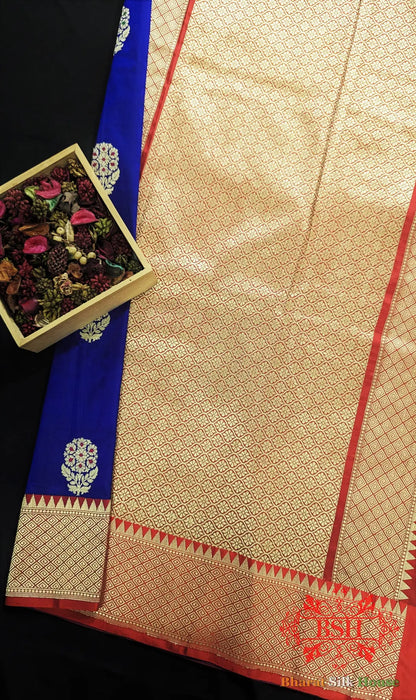 Pure Banarasi Handloom Silk Meenakari Antique Zari Saree In Shades Of Violet - Bharat Silk House Pure Kataan Silk