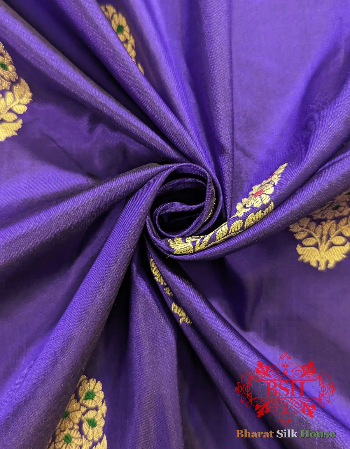 Pure Banarasi Handloom Silk Meenakari Antique Zari Saree In Shades Of Violet - Bharat Silk House Pure Kataan Silk