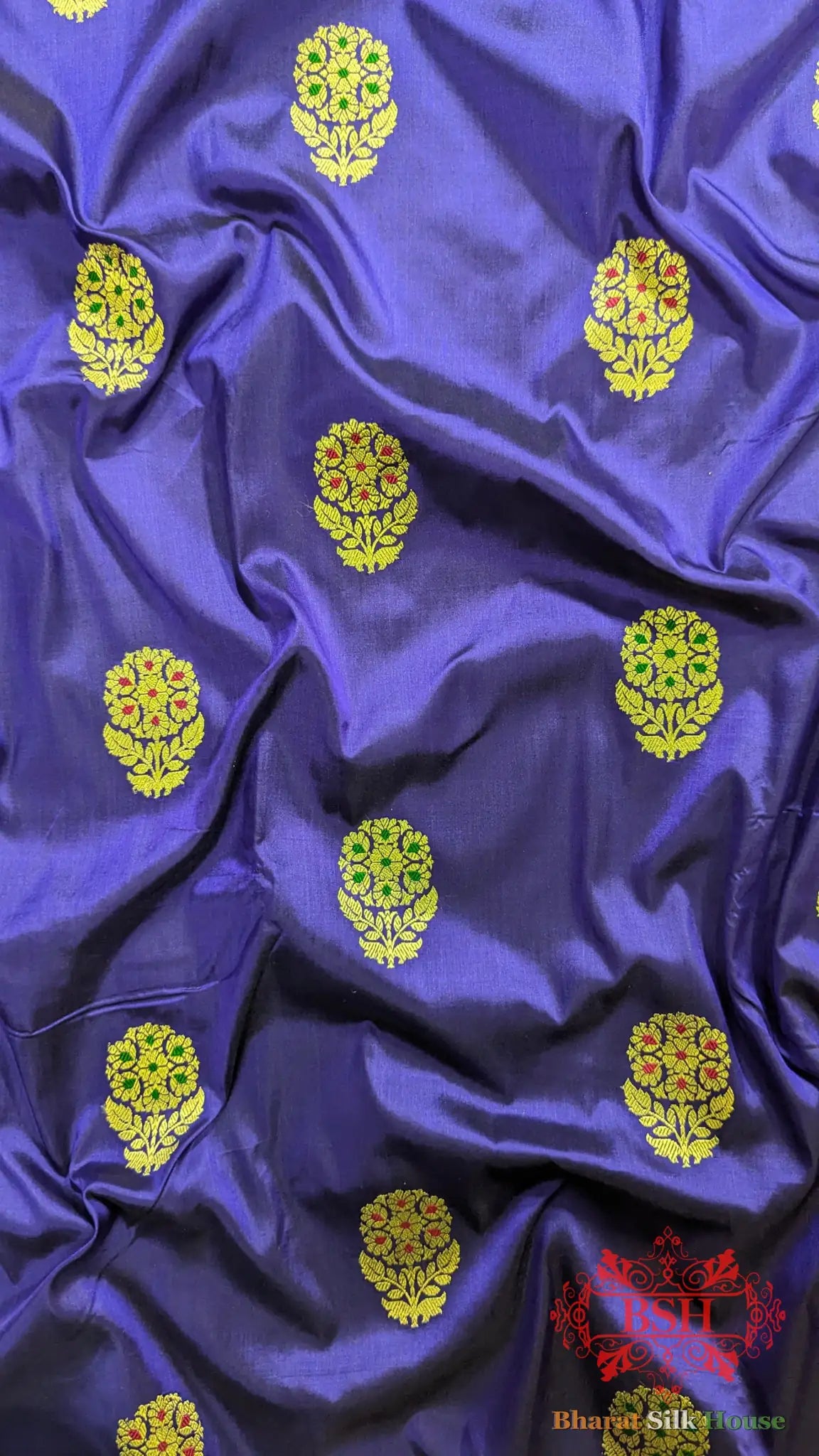 Pure Banarasi Handloom Silk Meenakari Antique Zari Saree In Shades Of Violet - Bharat Silk House Pure Kataan Silk
