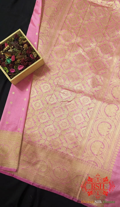 Pure Banarasi Pure Banarasi Handloom Katan Silk Antique Zari Saree In Shades of Peach - Bharat Silk House Pure Kataan Silk