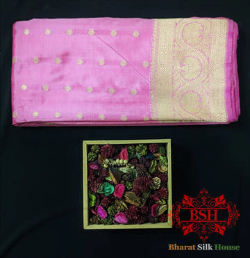 Pure Banarasi Pure Banarasi Handloom Katan Silk Antique Zari Saree In Shades of Peach - Bharat Silk House Pure Kataan Silk