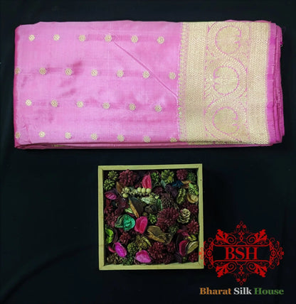 Pure Banarasi Pure Banarasi Handloom Katan Silk Antique Zari Saree In Shades of Peach - Bharat Silk House Pure Kataan Silk