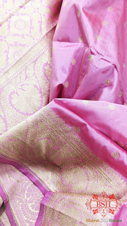 Pure Banarasi Pure Banarasi Handloom Katan Silk Antique Zari Saree In Shades of Peach - Bharat Silk House Pure Kataan Silk