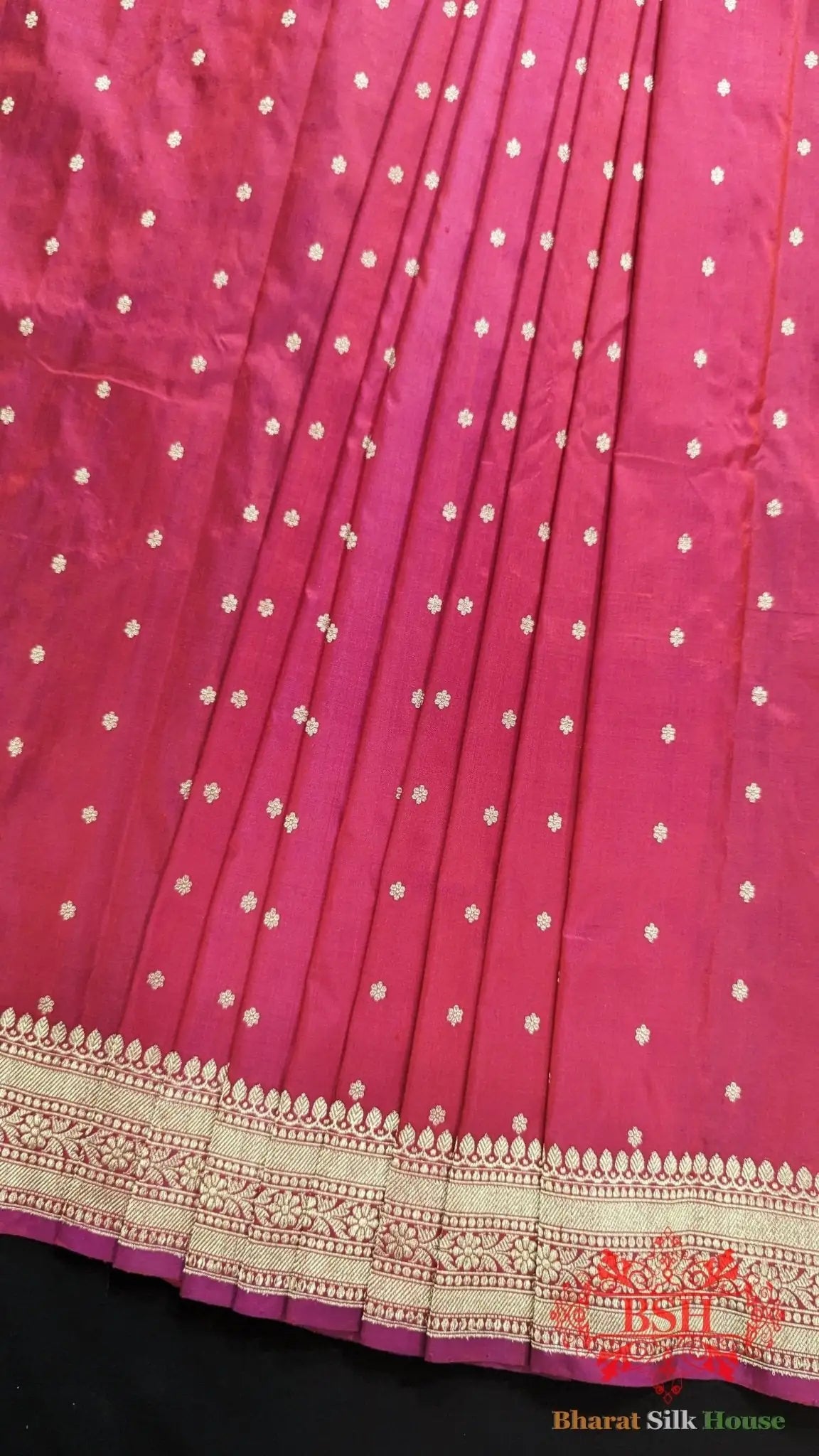 Pure Banrasi Handloom Katan Silk Antique Zari Saree In Shades Of Pink - Bharat Silk House Pure Kataan Silk