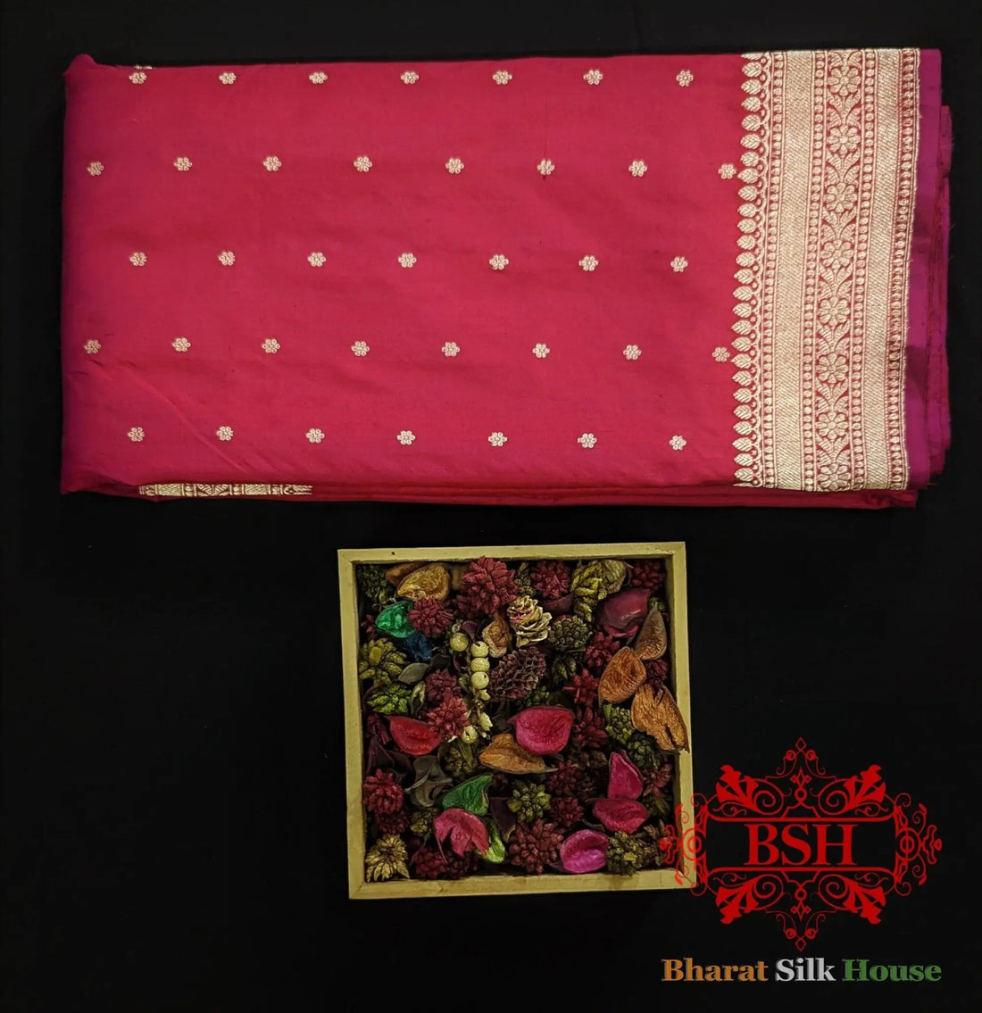 Pure Banrasi Handloom Katan Silk Antique Zari Saree In Shades Of Pink - Bharat Silk House Pure Kataan Silk