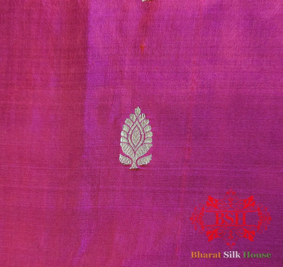Pure Banrasi Handloom Katan Silk Antique Zari Saree In Shades Of Pink - Bharat Silk House Pure Kataan Silk