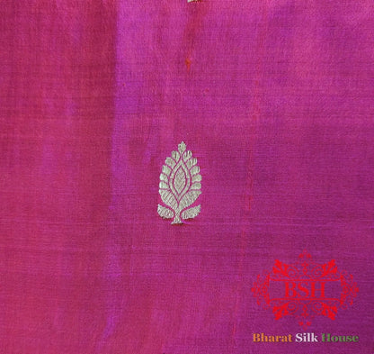 Pure Banrasi Handloom Katan Silk Antique Zari Saree In Shades Of Pink - Bharat Silk House Pure Kataan Silk