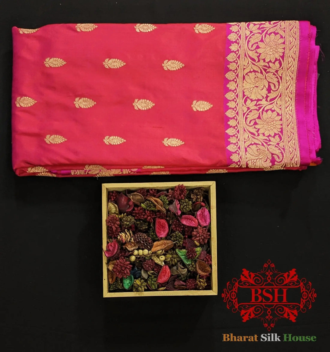 Pure Banrasi Handloom Katan Silk Antique Zari Saree In Shades Of Pink - Bharat Silk House Pure Kataan Silk