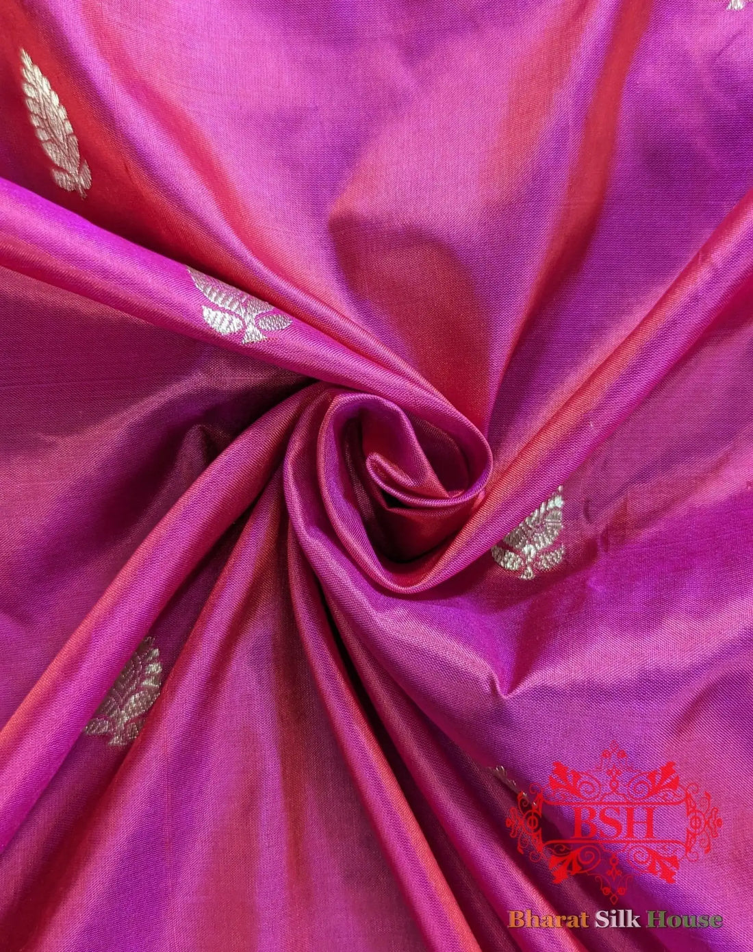 Pure Banrasi Handloom Katan Silk Antique Zari Saree In Shades Of Pink - Bharat Silk House Pure Kataan Silk