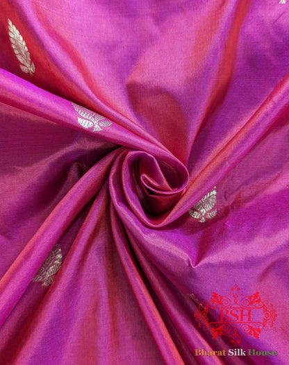 Pure Banrasi Handloom Katan Silk Antique Zari Saree In Shades Of Pink - Bharat Silk House Pure Kataan Silk