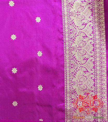 Pure Banrasi Handloom Katan Silk Antique Zari Saree In Shades Of Red - Bharat Silk House Pure Kataan Silk
