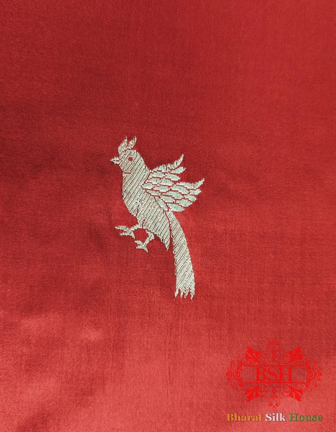 Pure Banrasi Handloom Katan Silk Antique Zari Saree In Shades Of Red - Bharat Silk House Pure Kataan Silk