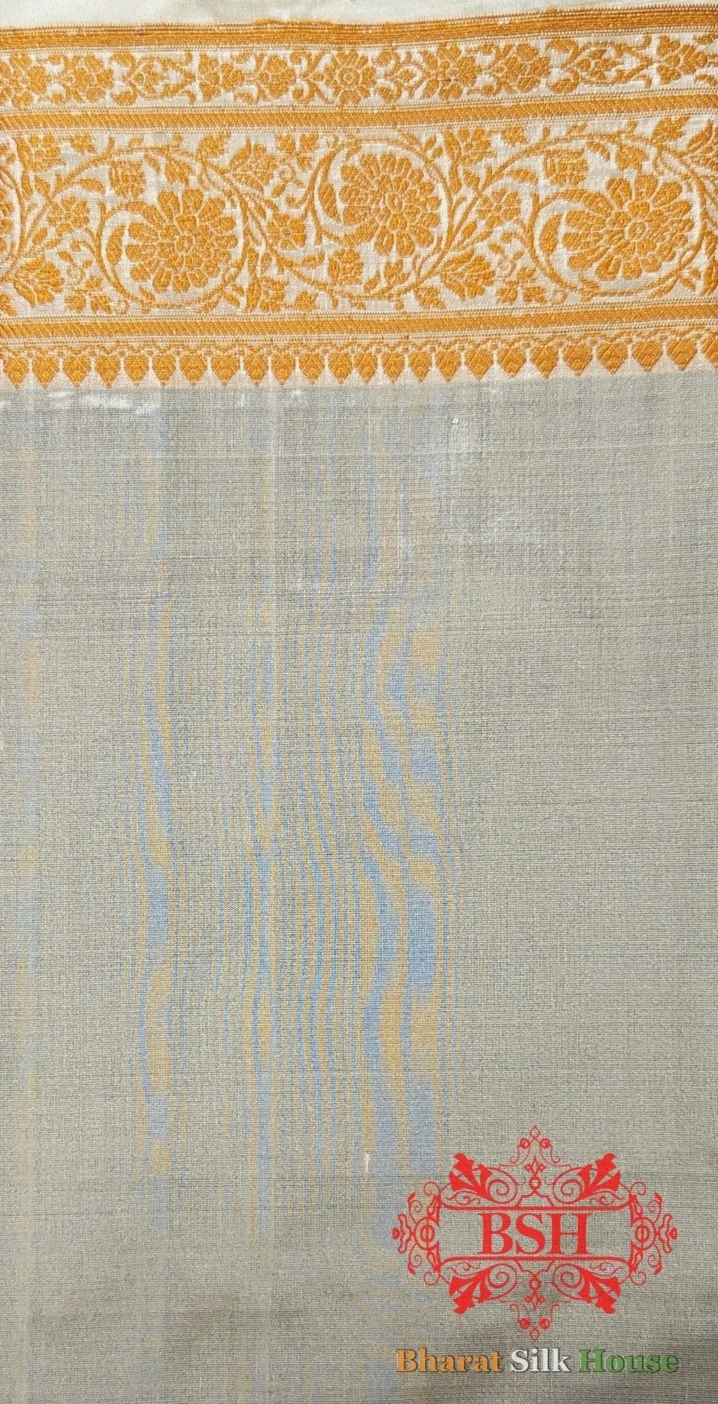 Pure Banrasi Handloom Katan Silk Meenakari Antique Zari Saree In Shades Of Beige With Golden Border - Bharat Silk House Pure Kataan Silk