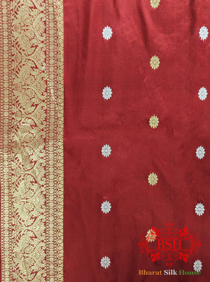 Pure Banrasi Handloom Katan Silk Meenakari Antique Zari Saree In Shades Of Green - Bharat Silk House