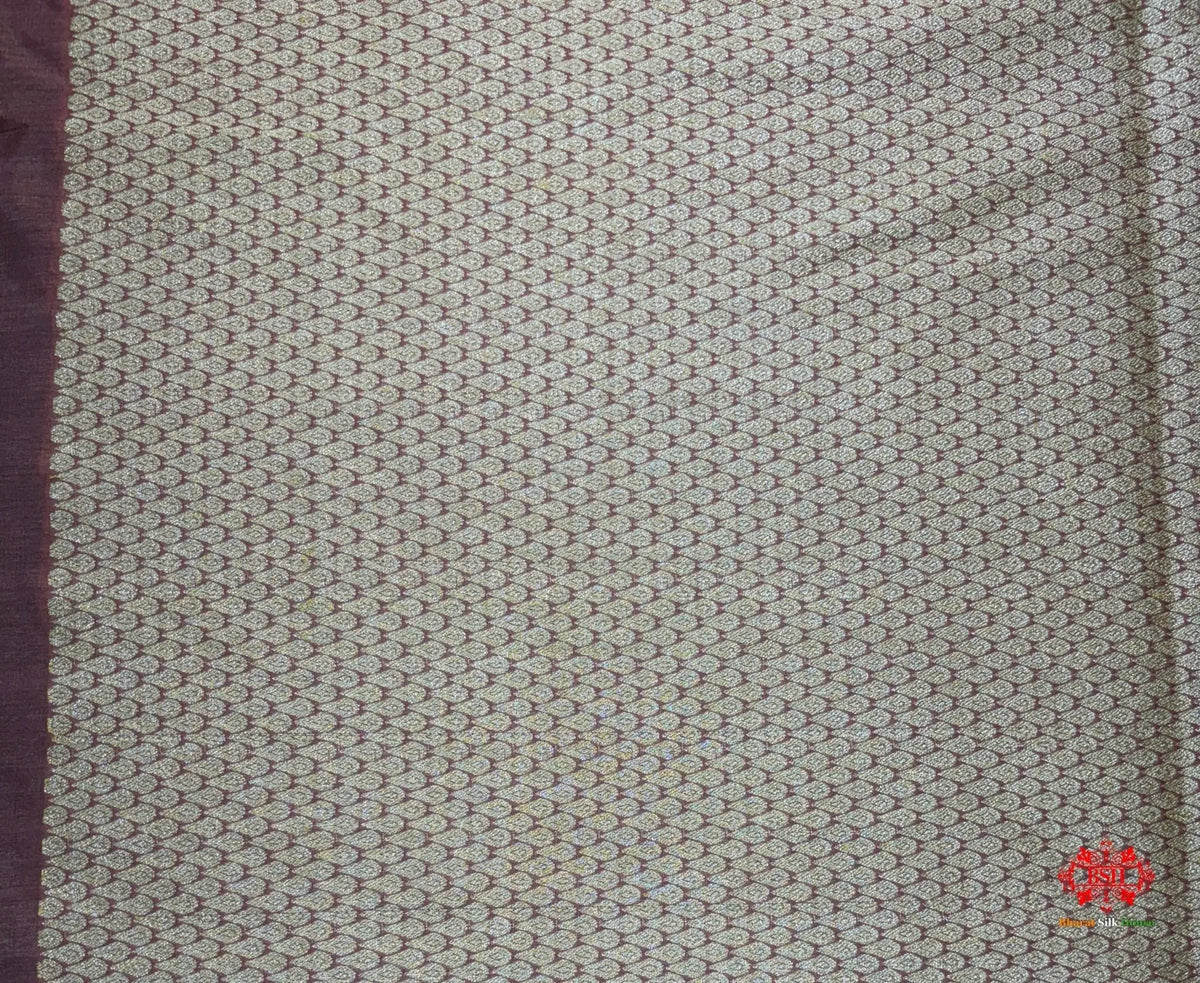 Pure Chiffon Silk All Over Booti Saree With Brown Border - Bharat Silk House Tussar