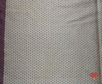 Pure Chiffon Silk All Over Booti Saree With Brown Border - Bharat Silk House Tussar