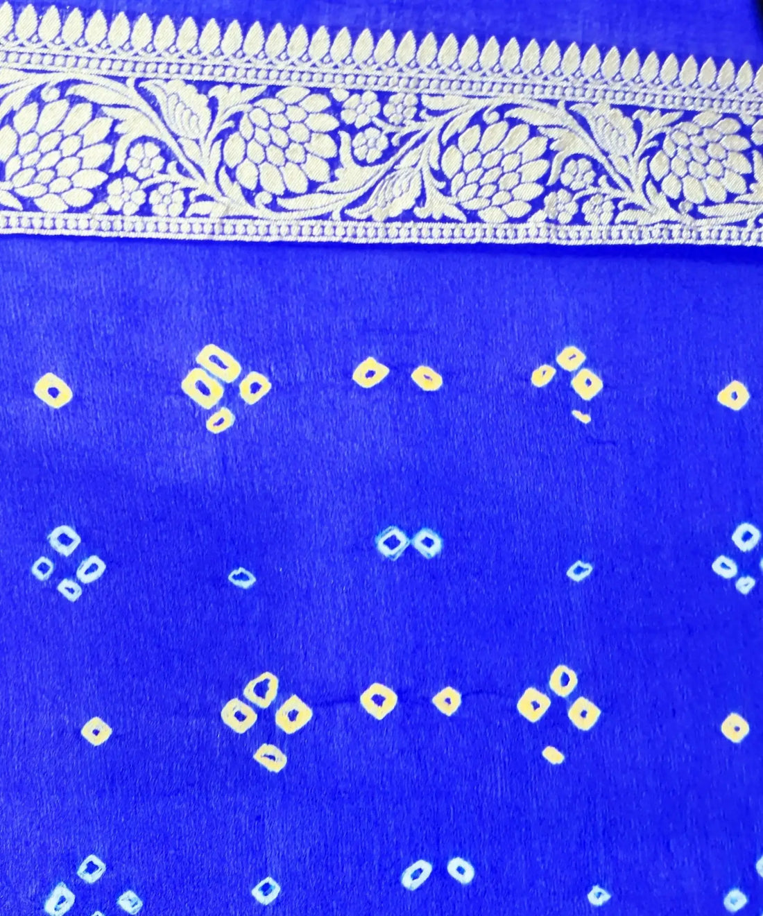 Pure Georgette Bandhej Handloom Banarasi Saree In Shades Of Royal Blue - Bharat Silk House Bandhej