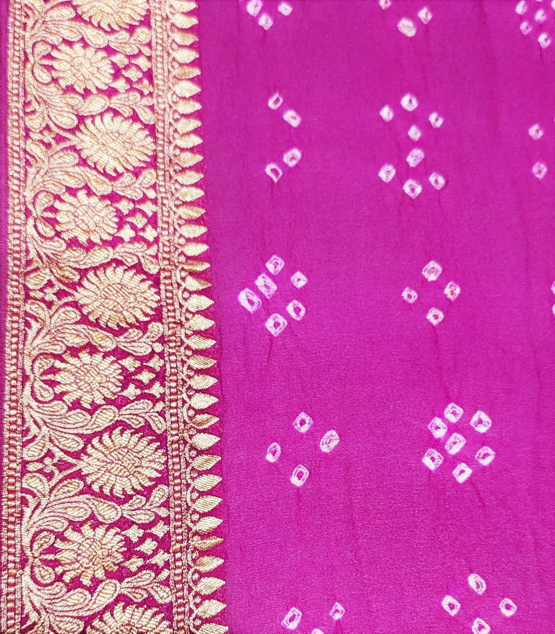 Pure Georgette Handloom Banarasi Bandhej Saree In Shades Of Pink - Bharat Silk House Bandhej