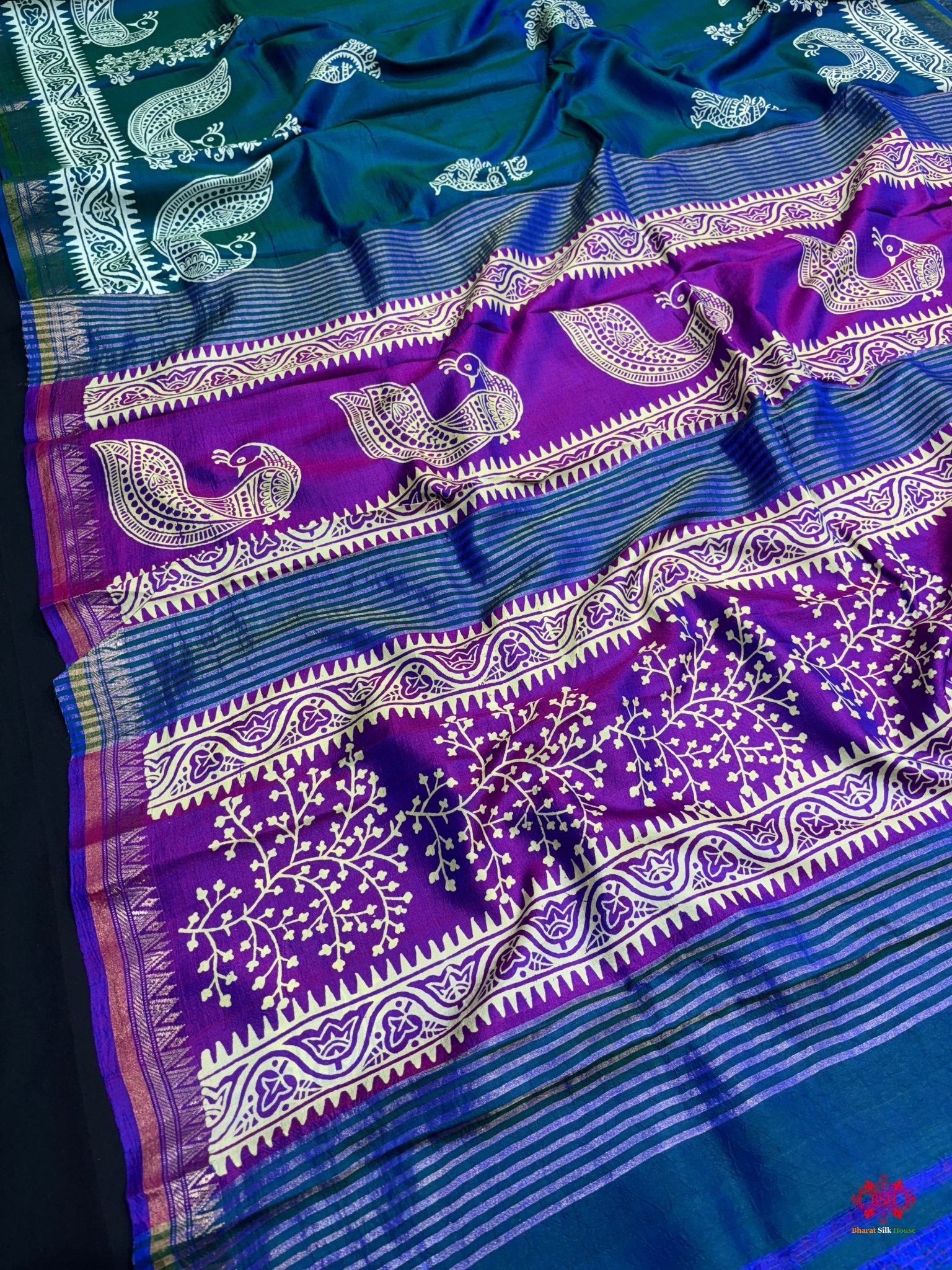 Pure Katan Lightweight Digital Art Summer Wear Saree - Bharat Silk House katan silk