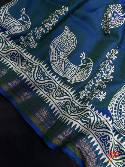 Pure Katan Lightweight Digital Art Summer Wear Saree - Bharat Silk House katan silk