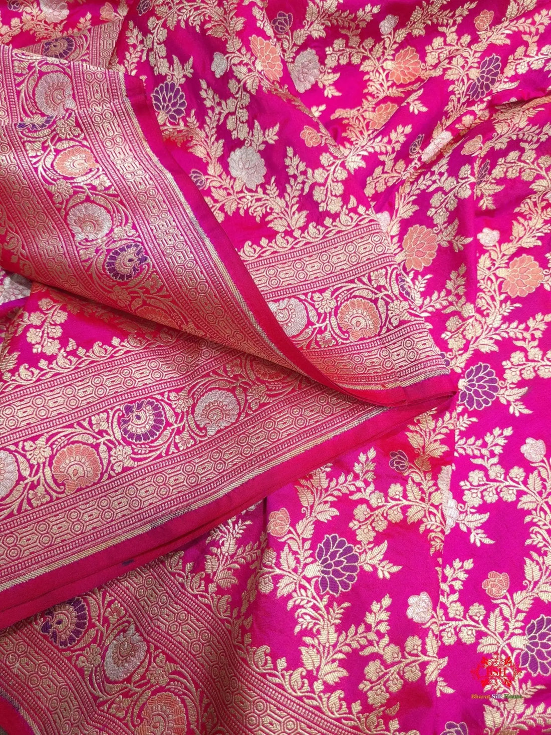 Pure Katan Silk Banarasi Handloom Meenakari All Over Jaal Work Saree - Bharat Silk House