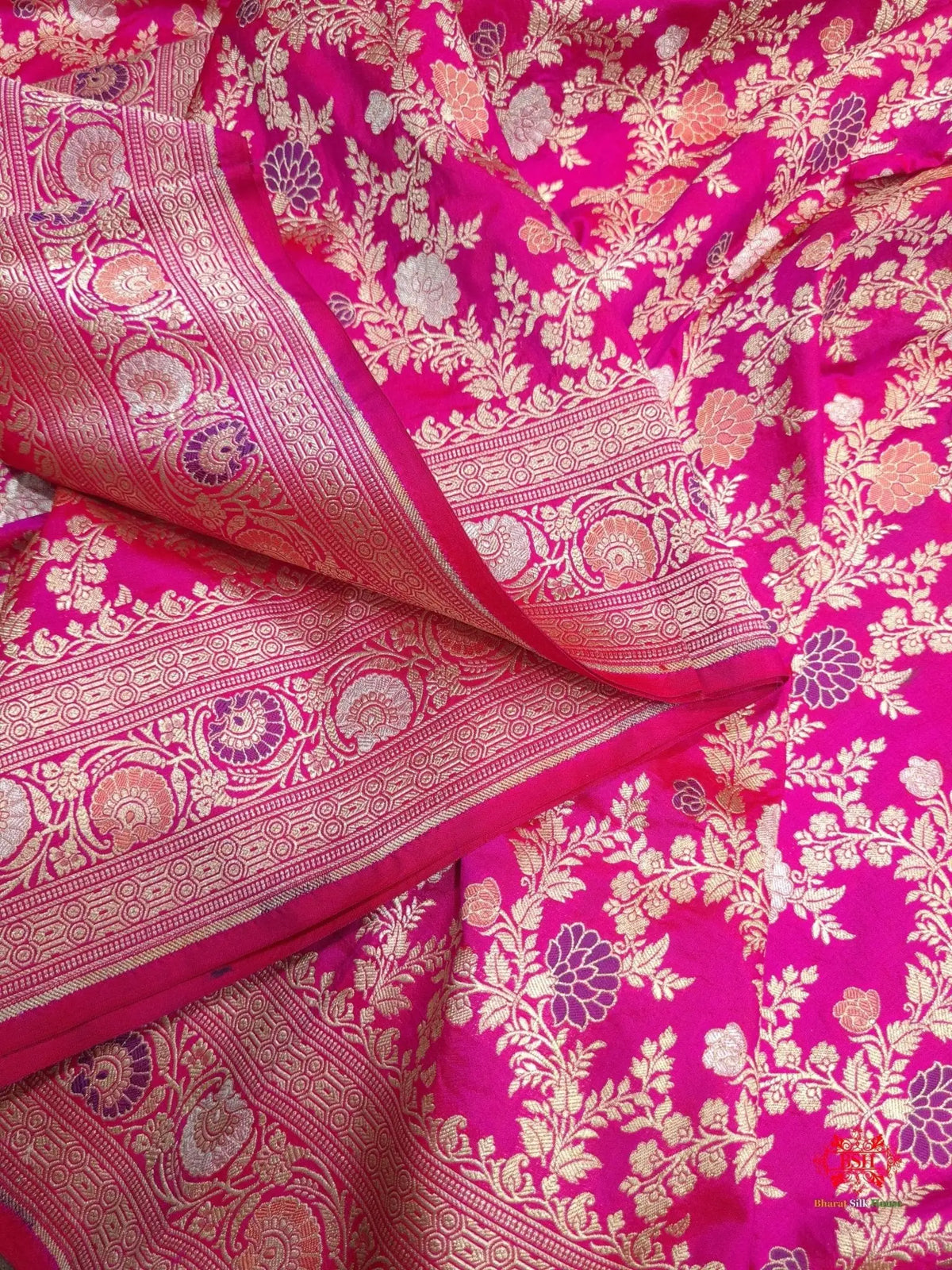 Pure Katan Silk Banarasi Handloom Meenakari All Over Jaal Work Saree - Bharat Silk House