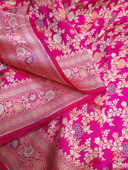 Pure Katan Silk Banarasi Handloom Meenakari All Over Jaal Work Saree - Bharat Silk House