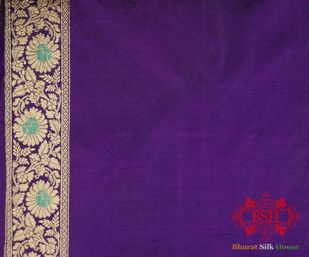 Pure Katan Silk Banarasi Handloom Saree - All over Jaal work with Meenakari - Bharat Silk House Pure Kataan Silk