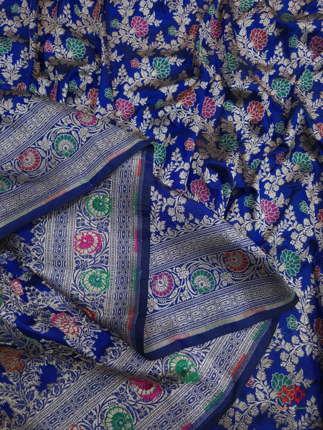 Pure Katan Silk Banarasi Handloom Saree - All over Jaal work with Meenakari - Bharat Silk House Pure Kataan Silk