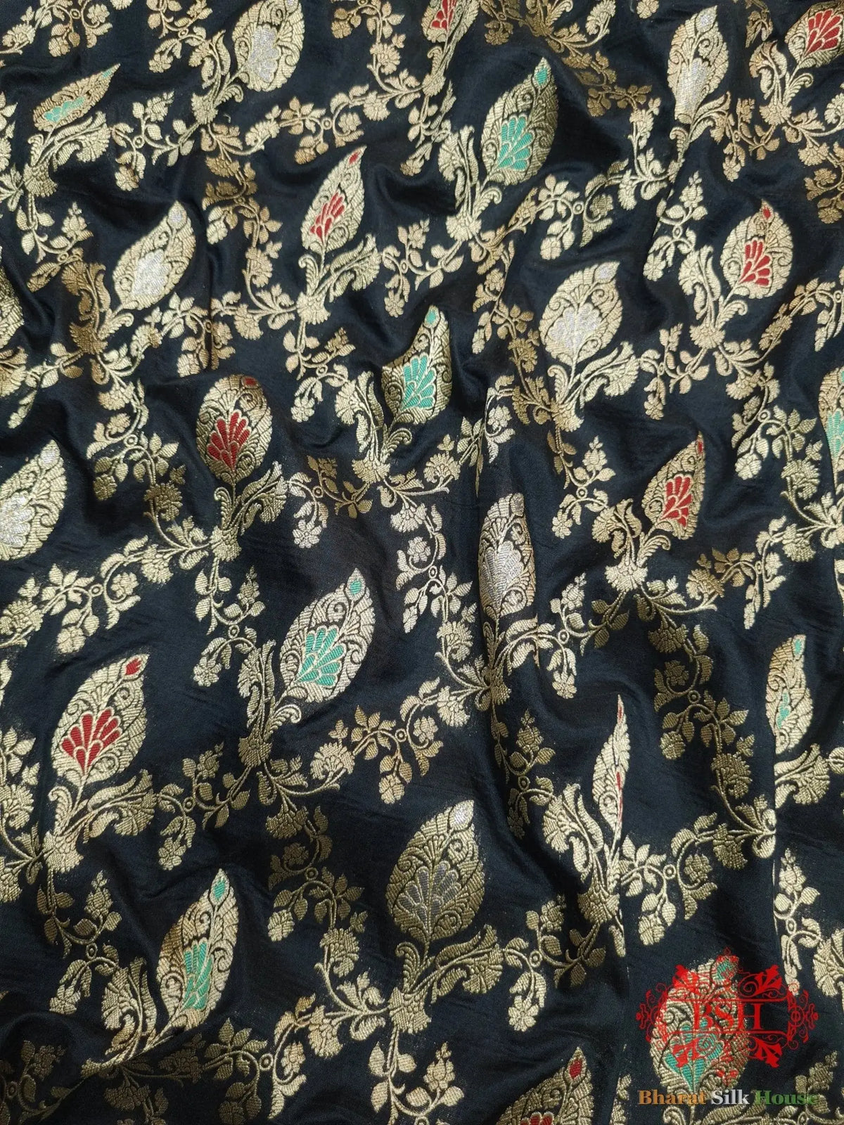 Pure Katan Silk Banarasi Handloom Saree - All over Jaal work with Meenakari - Bharat Silk House Pure Kataan Silk