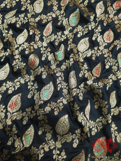Pure Katan Silk Banarasi Handloom Saree - All over Jaal work with Meenakari - Bharat Silk House Pure Kataan Silk