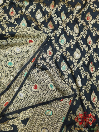 Pure Katan Silk Banarasi Handloom Saree - All over Jaal work with Meenakari - Bharat Silk House Pure Kataan Silk