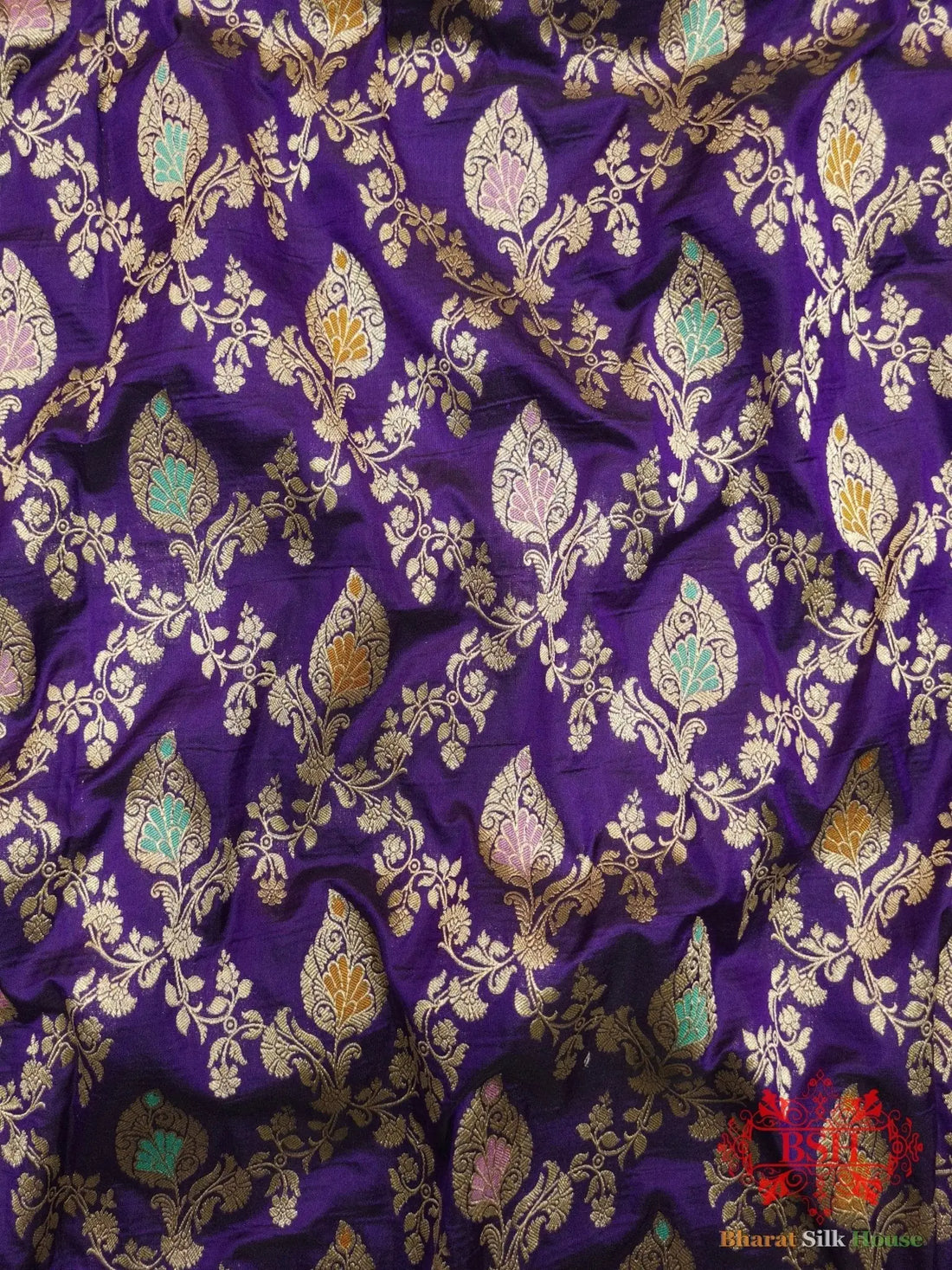 Pure Katan Silk Banarasi Handloom Saree - All over Jaal work with Meenakari - Bharat Silk House Pure Kataan Silk