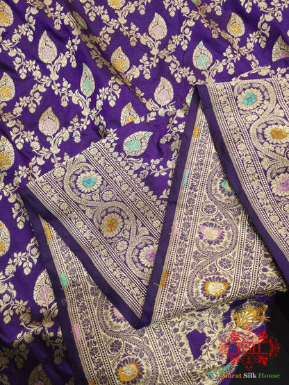 Pure Katan Silk Banarasi Handloom Saree - All over Jaal work with Meenakari - Bharat Silk House Pure Kataan Silk