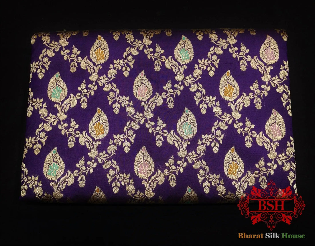 Pure Katan Silk Banarasi Handloom Saree - All over Jaal work with Meenakari - Bharat Silk House Pure Kataan Silk