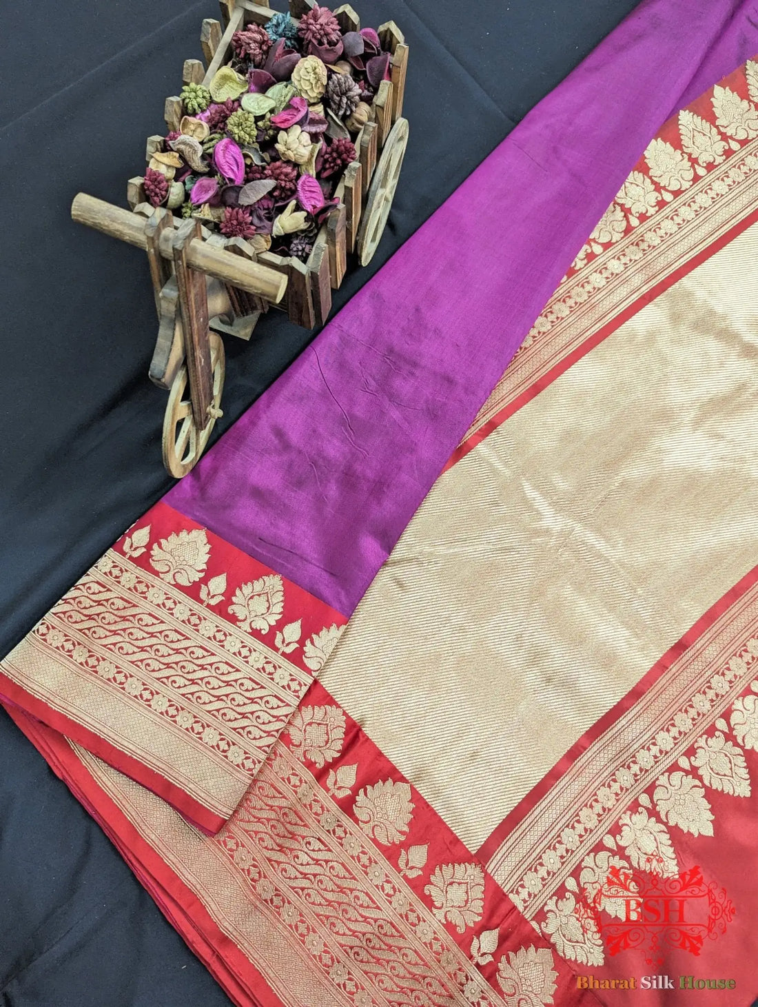 Pure Katan Silk Banarasi Handloom Saree In Shades Of Deep Pink - Bharat Silk House Pure Kataan Silk