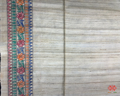 Pure Madhubani Art HandBrush Painting Silk Saree In Shade Of Tusser - Bharat Silk House Tussar