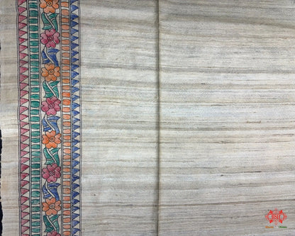 Pure Madhubani Art HandBrush Painting Silk Saree In Shade Of Tusser - Bharat Silk House Tussar