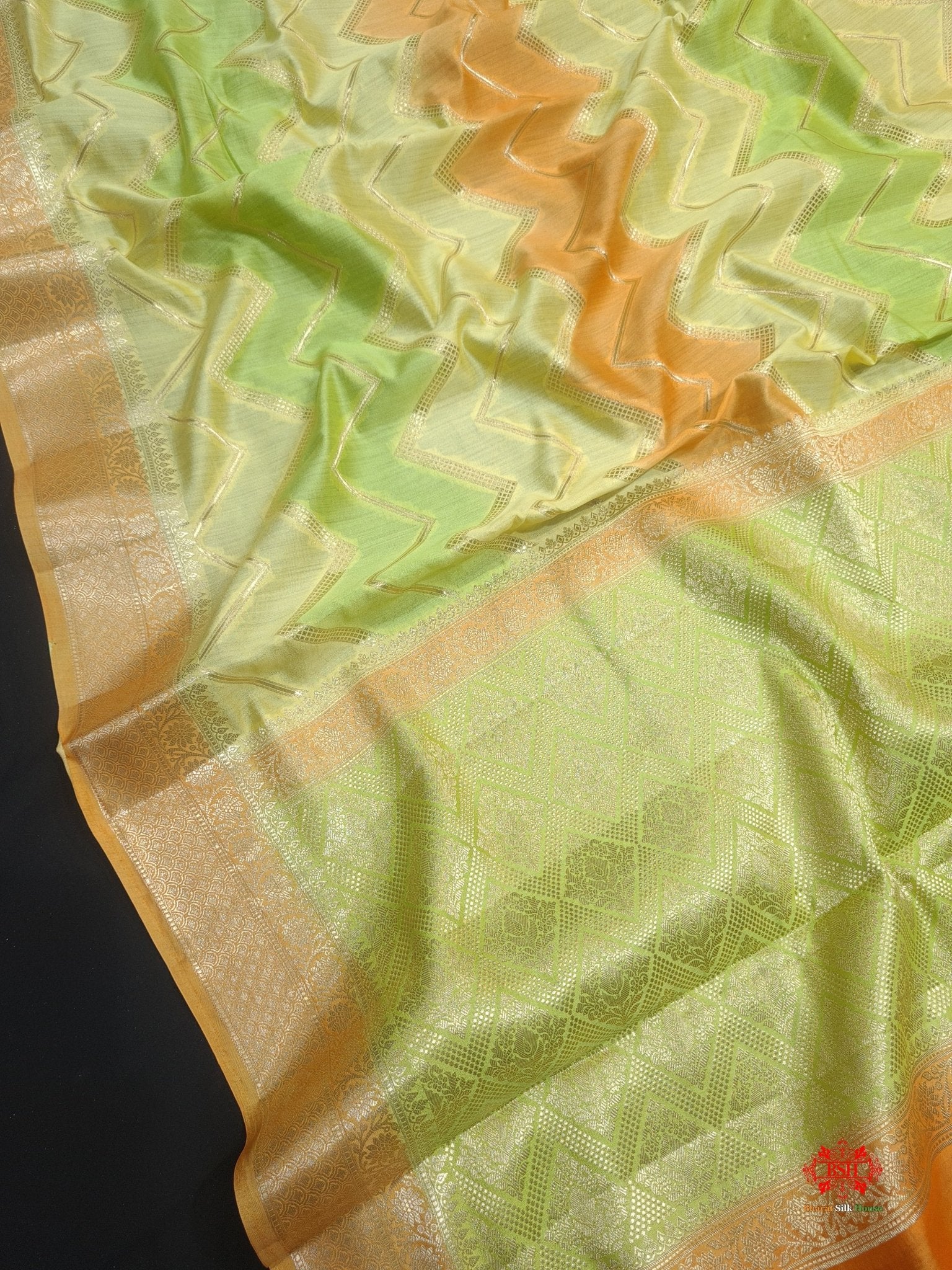 Pure Rangkaat Multi Color Zigzag Chiniya Silk Saree - Bharat Silk House