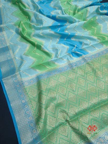 Pure Rangkaat Multi Color Zigzag Chiniya Silk Saree - Bharat Silk House