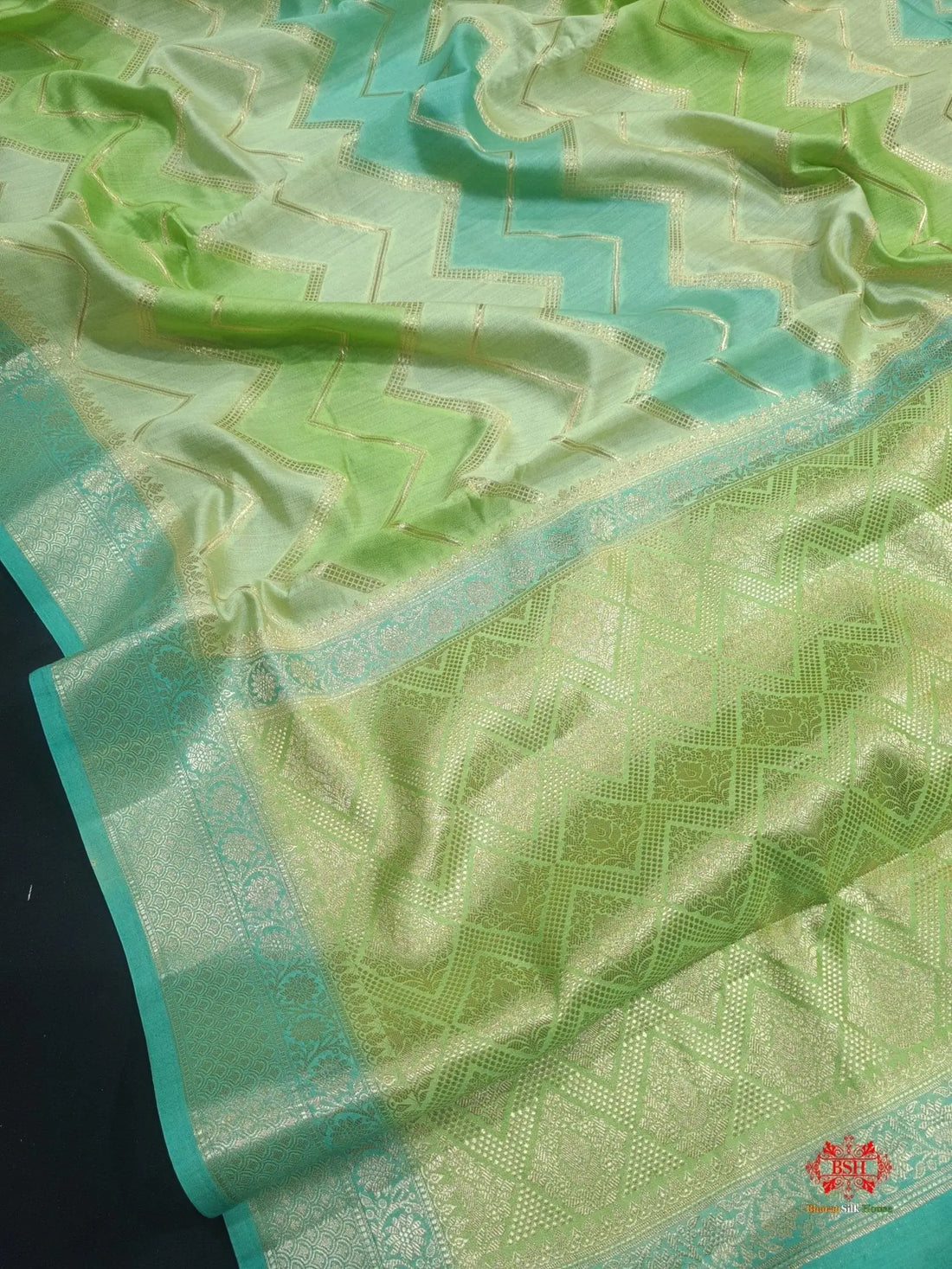 Pure Rangkaat Multi Color Zigzag Chiniya Silk Saree - Bharat Silk House Chiniya Saree